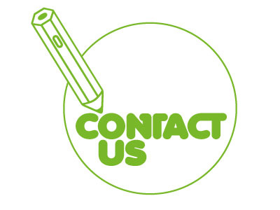 Contact Us contact green lettering logo pencil rounded typography