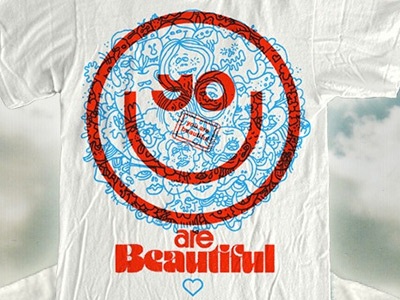 YOU ARE BEAUTIFUL cute face fun hearts jeremy pettis lettering love positivity sticker threadless type yab you are beautiful