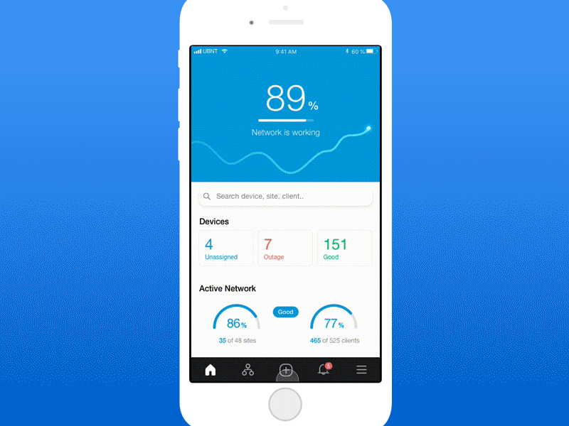 Setup device - step 1 Select device animated app principle ui ux