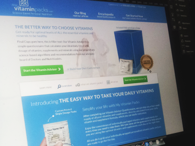 MyVitaminPacks Mockup health mockup vitamin vitamin advisor web design website