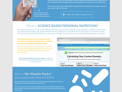 MyVitaminPacks Mockup - Some Content health mockup vitamin vitamin advisor web design website