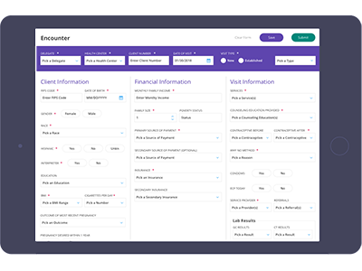 Health Care Data Entry Form for Tablet