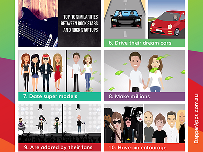 Top 10 Similarities between Rock Stars and Rock Startups app designers app designers australia app developers app developers australia dapper apps infographic mobile app mobile developers rock stars startup