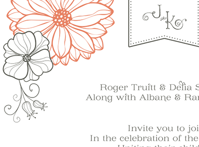 My brothers wedding invitation. daisy flowers fun girly pink wedding