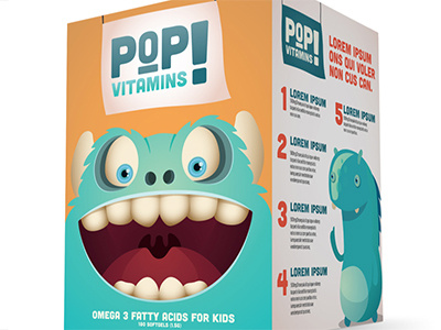 Packaging Idea for Pop! Vitamins for kids cartoon colorful fun kids packaging