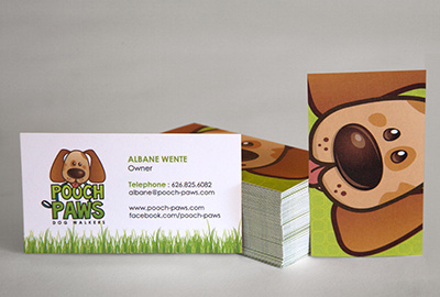 Pooch Paws Business Cards business cards color cute dog dog walkers fun illustration