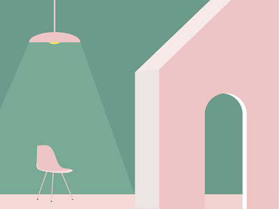 little chair architecture chair color design flat illustration illustrator minimal pink vector