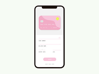 $ $ $ app color credit card form day002 day2 flat illustrator iphone minimal mobile mobile app payment pink type ui ux ui vector