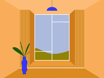 window seat architecture building color flat graphic home illustration illustrator minimal plant vector window