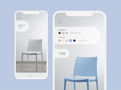 chair shopping app chair color dailyui ecommerce flat furniture graphic illustrator layout minimal product shopping typography ui ux vector web