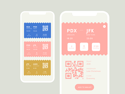boarding pass app branding color flat illustrator layout minimal pink type typography ui ux vector