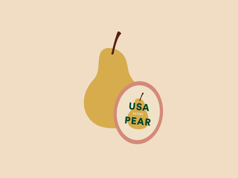 USA PEAR color flat fruit sticker fruits graphic illustration illustrator label minimal pear type typography vector