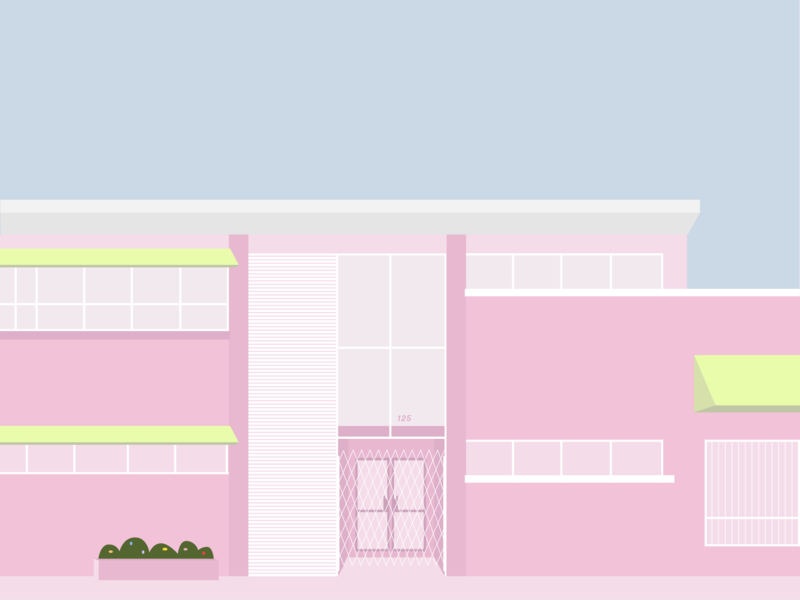 barbie world architecture barbie building business color drawing flat graphic illustration illustrator minimal office pink storefront vector windows