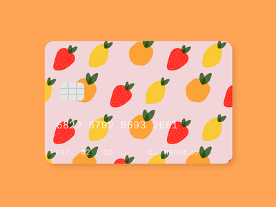 fruity credit card branding card color credit card design fruit fruity graphic illustration illustrator lula mandarin mango minimal orange pink strawberry typography vector