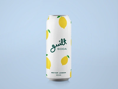 guilt meyer lemon branding can color fruit illustration illustrator lemon logo minimal mockup packaging soda soda can type typography vector