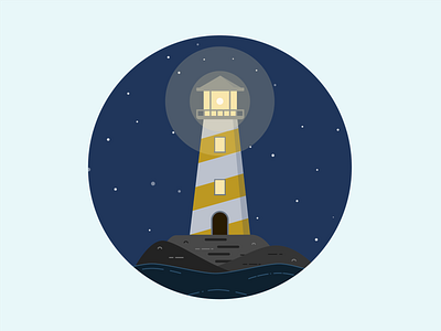 Project Lighthouse lighthouse night ocean patch sticker