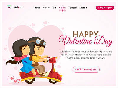 Valentine banner bike couple date illustration love valentine