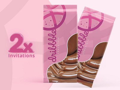 2x Dribbble Invites 2x chocolate giveaway invitation invite mockup sweet