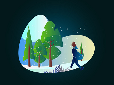 Snowy Winter Illustration art artist artwork color creative critique digital illustration illustration plant popular pro shot trees uplabs winter