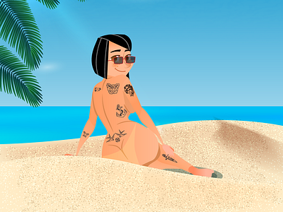 tattoo girl cartoon comic design digital illustration illustration tattoo