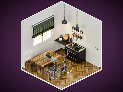 ROOM 9 3d 3dsmax digital illustration isometric vray