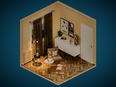 Room 2 3d 3dsmax digital illustration isometric vray