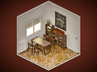 Room 7 3d 3dsmax digital illustration isometric vray