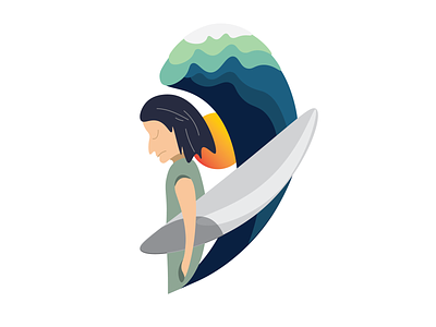 Surfer dude design flat icon illustration logo vector