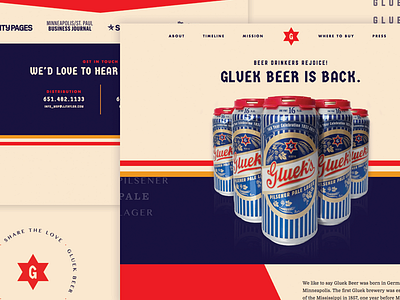 Gluek Beer Website beer identity illustration minnesota vintage web design website