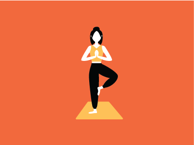 Yoga gold illustration orange tree pose yoga