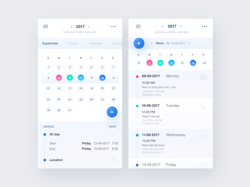 calendar by Natalia Gotówko on Dribbble