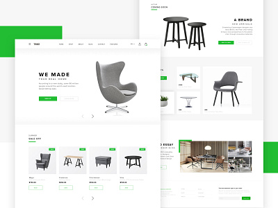 Furniture Website bright design desktop flat landing ui white