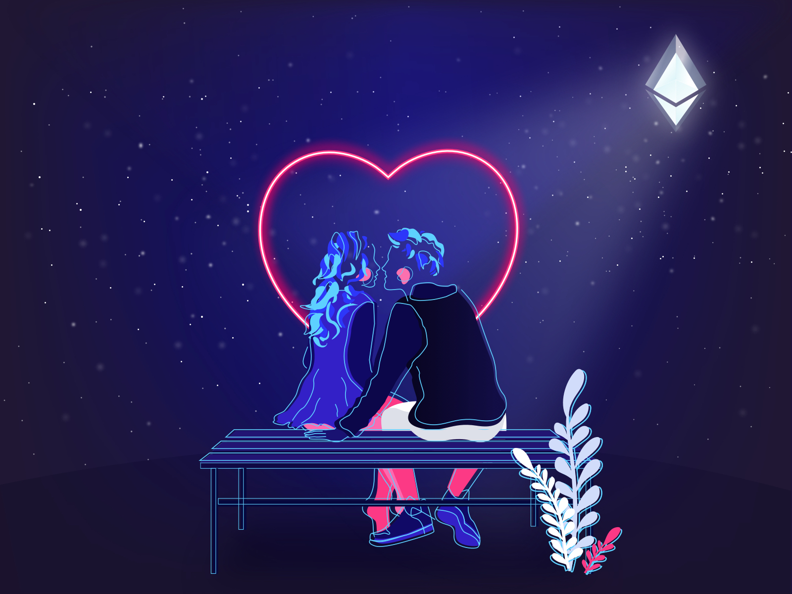 Happy Valentine's Day couples crypto design ethereum ethworks heart illustration love ui valentine day vector