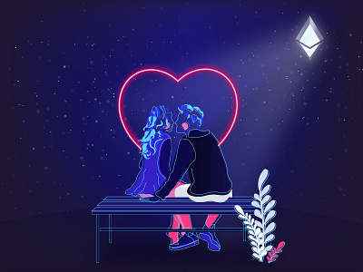 Happy Valentine's Day couples crypto design ethereum ethworks heart illustration love ui valentine day vector