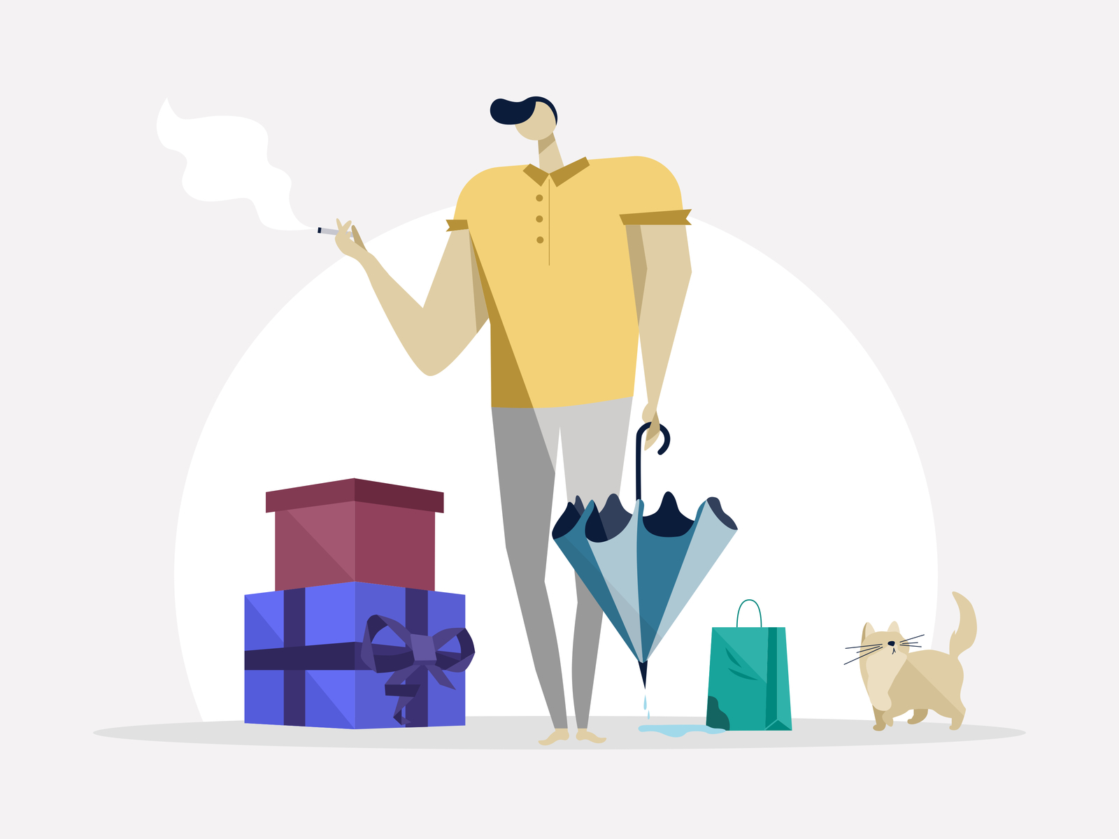 E-Commerce illustration🌬 buy cat cigarette design e-commerce ethworks flat illustration illustration art shopping umbrella vector
