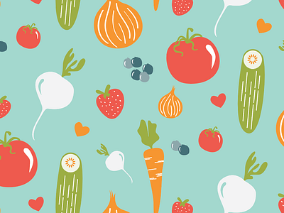 Veggies flat illustration pattern screen print vegetables veggies