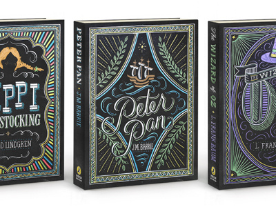 Puffin Chalk book book cover chalk classic books design lettering peter pan pippi longstocking typography wizard of oz