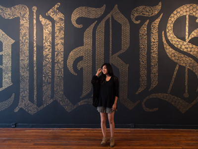 FLOURISH gold installation lettering mural pattern typography