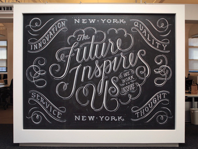 AKQA NYC chalk filigree freehand hand lettering installation lettering script swash swirl typography