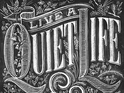 Quiet chalk floral lettering poster quiet screenprint typography vahalla