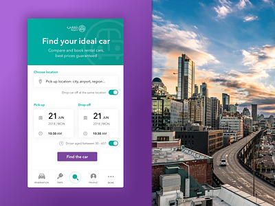 Car Delivery App Mobile app clean app colors green input field landing page mobile app search search box violet