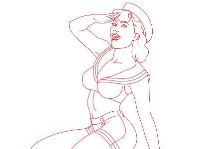 Navy Pinup WIP art illustration navy nose pin up pinup salute sexy vintage