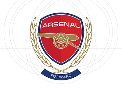 Arsenal FC Crest Refresh arsenal artillery badge cannon crest football forward laurel logo shield soccer sports