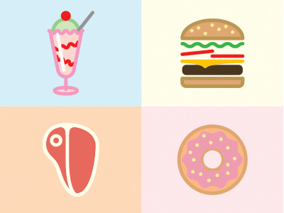 Food Icons burger donut icons steak sundae