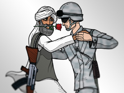 Taliban Tango afghanistan ak47 dance illustration rose soldier taliban tango valentine