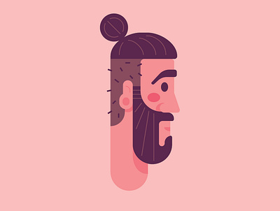 The Man Bun bun character design colour face flat colour hairstyle icon man man bun vector