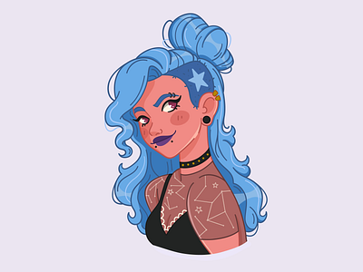 Blue Hair adobe draw character design colour girl girl illustration hairstyle illustration line vector