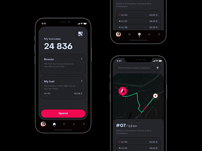 The Gas Station App: Neomorphism app app design black concept creative design gas station interface ios iphone mobile mobile app mobile app design mobile ui neumorphism ui ui design uiux user interface ux