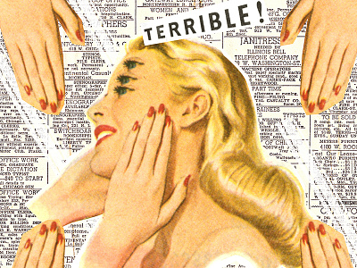 Terrible collage 50s ad collage cut illustration