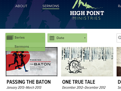 High Point on iPad church dropdown filter flat responsive search sermons teaching